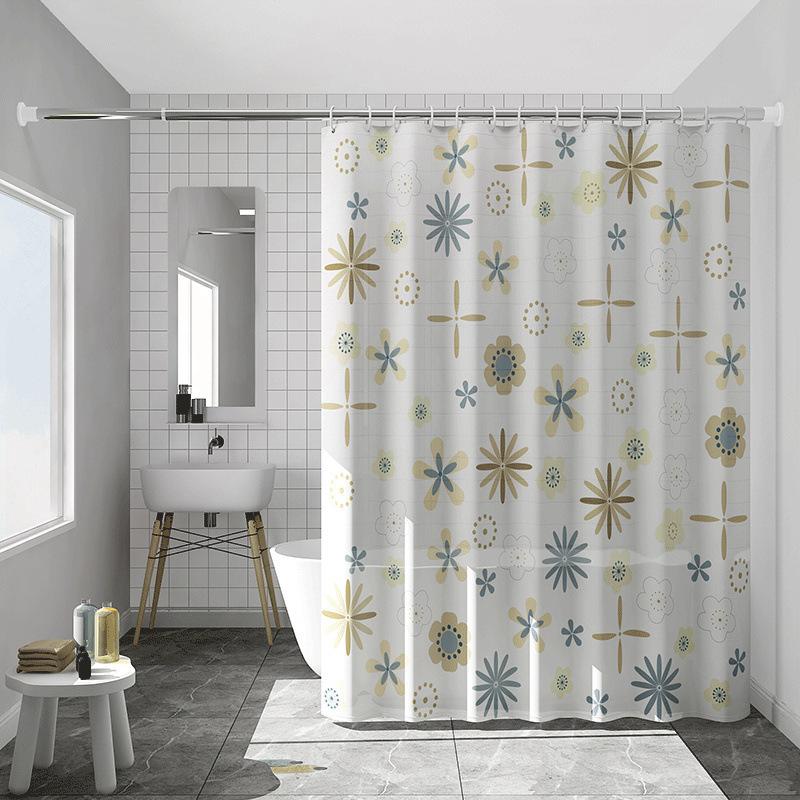Bathroom Thickened Curtain Cloth MildewProof Waterproof Shower Curtain Set Free Punching Bathroom Partition Curtain Door Curtain Window