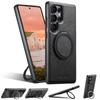 360° Вращающаяся Магнитная Подставка Чехол из Вощеной Кожи для Телефона Samsung S26 Ultra S25 S24 S23 Ударопрочный Для Magsafe Чехол
