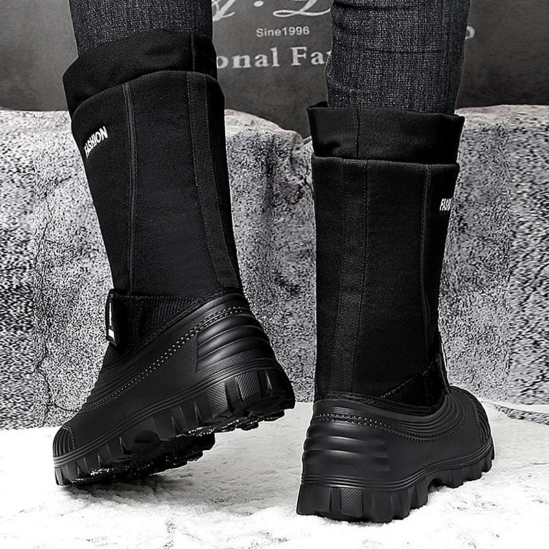 Мужские зимние теплые ботинки для снега, резиновые походные ботинки, уличные сапоги до колена, водонепроницаемые, большого размера