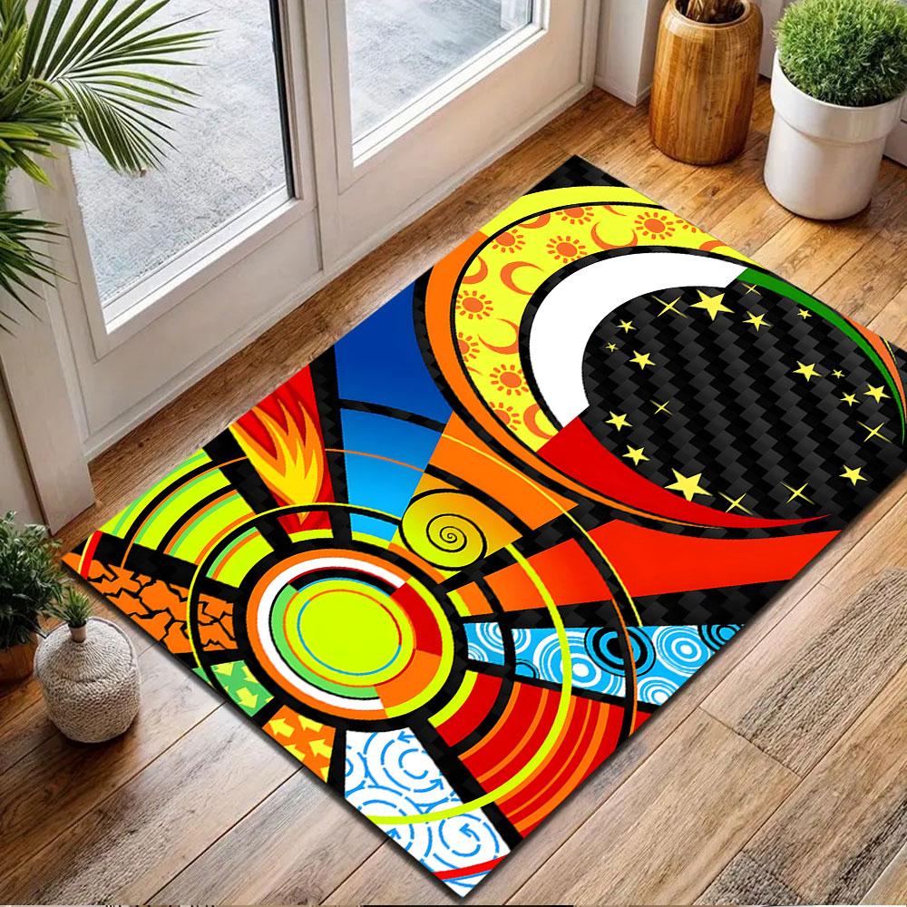 Colorful Geometric Abstract Design Patterned carpet, non slip mat suitable for living room and bedroom sofas