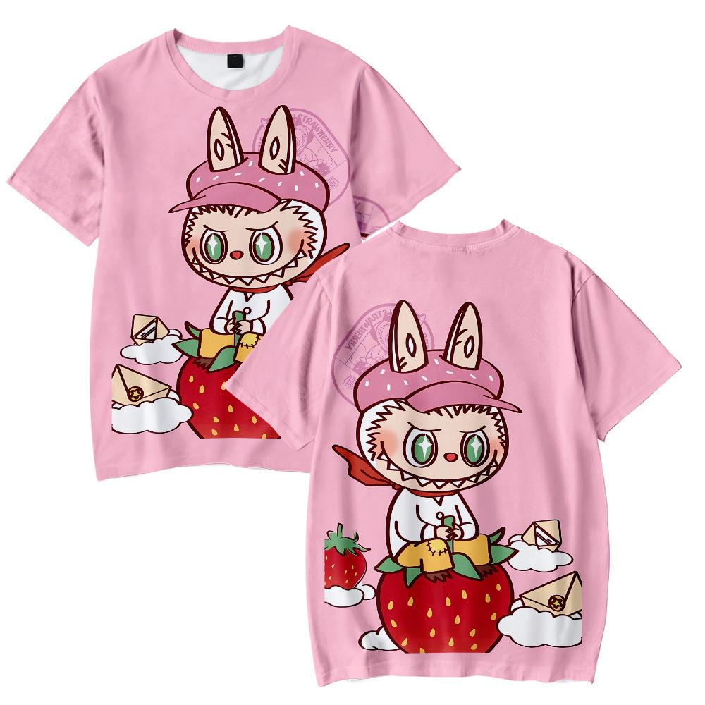 8 цветов Женская Мужская Повседневная Футболка LABUBU Принт Футболка Летняя Женская Мужская Одежда Модные Футболки