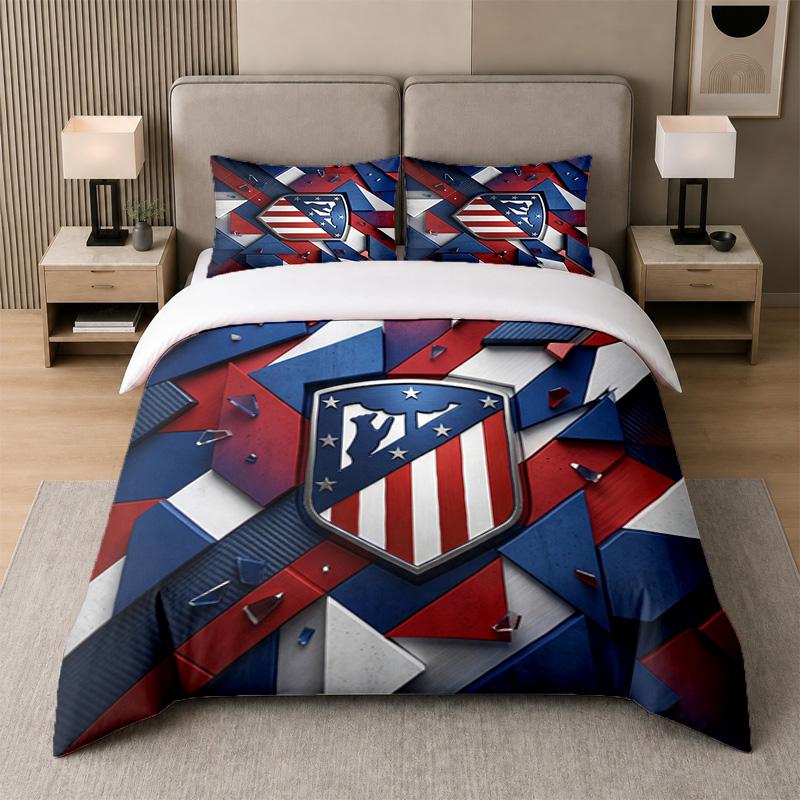 3Pcs Bedding SetAtletico Madrid Soft Bed Sheet and Two Pillowcases Home Bedroom Decor