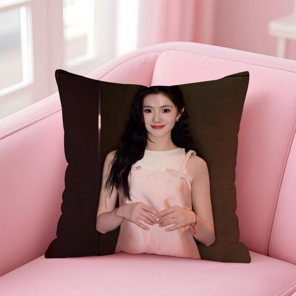 Popular fashion Chinese actress LLiu Haocun Cushion Cover Pillow Case Soft Friendly Fabric Concealed Zipper