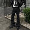 FlowStreet Черные с клеевым покрытием Bootcut для мужчин и женщин Прямые мешковатые повседневные расклешенные джинсы Оверсайз свободные джинсовые брюки