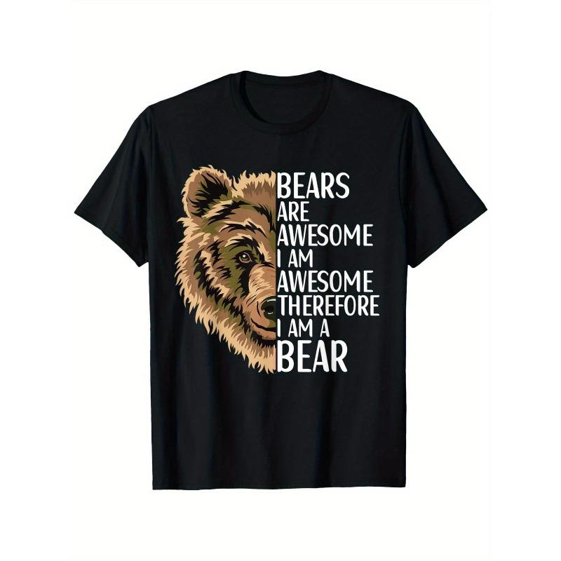 Европейские размеры Bear Apparel Мужская Женская Мальчишеская Девичья Футболка с Графикой Медведь Гризли - Медведи Потрясающие Дизайн Дикой Природы