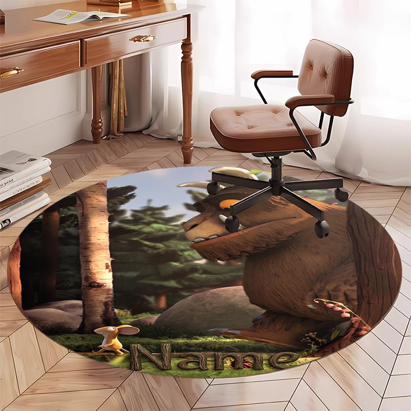 Custom Name The Gruffalo Printed Round Rug Carpet Chair Rug Area Rug Entryway Doormats,for Office Chair Living Room Bedroom Kitchen Room.