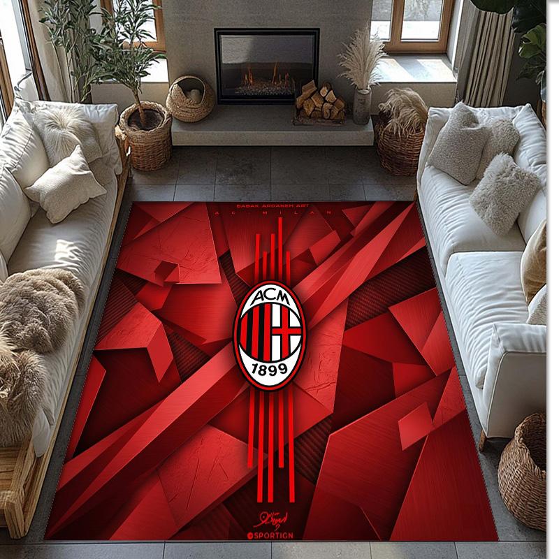 Фланелевый ковер с принтом AC Milan, нескользящий, мягкий, из полиэстера, для пола, декоративный коврик для спальни, гостиной, дивана, игровой комнаты, домашний декор