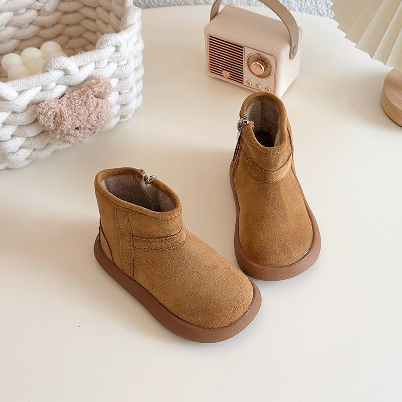 Детские зимние низкие снегоступы 2025: Толстая подошва, Увеличивающие рост, С бархатом для дополнительного тепла, Модные хлопковые туфли