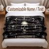 Skull Gothic Theme Soft Blanket Personalized Custom Name Text Print Warm Blanket Home Sofa Bedroom Decor