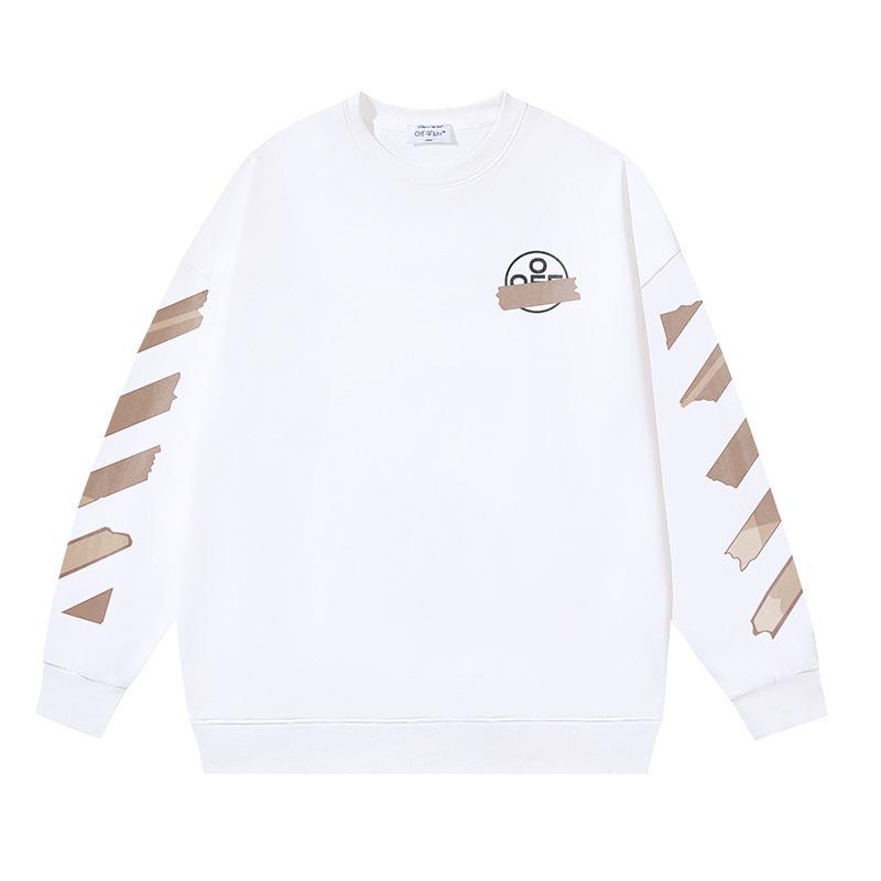 Off-White 2026 Autumn and Winter New OW Tape Arrow Pattern Printed Men's and Women's Round Neck Hoodie