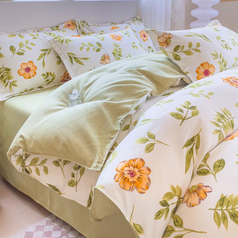 Приятный для кожи хлопковый комплект из четырех частей, простыня из трех частей, пододеяльник, постельное белье