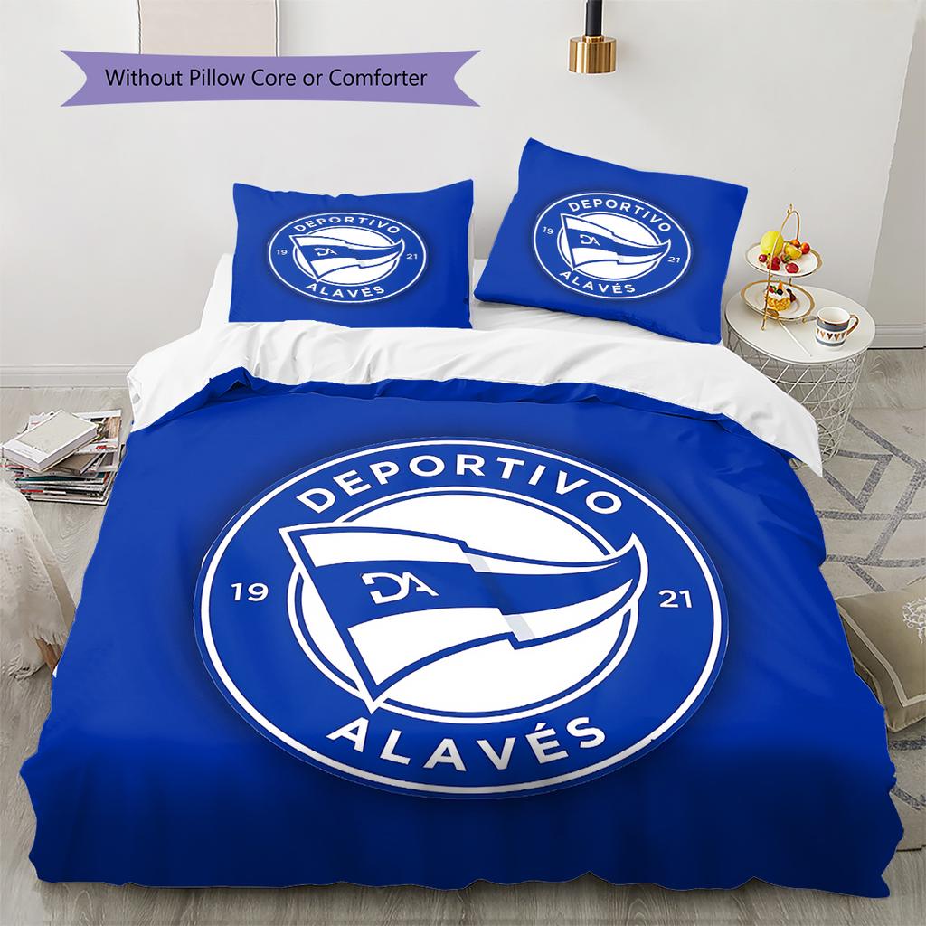 Deportivo Alaves Pattern Bedding,Quilt Set Quilt Cover Pillowcase Home Birthday Gift (1 * duvet cover + 2 * pillowcase, without core)