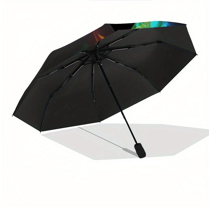 Flaming Soccer Ball Theme 8 Bone Hand Automatic Folding Umbrella, Compact and Portable Design, A Perfect Gift for Birthday, Christmas or Bus