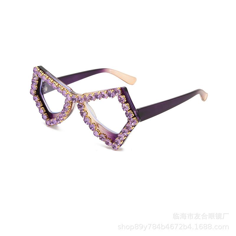 New handmade diamond-encrusted sunglasses, fashionable personalized butterfly sunglasses, anti-ultraviolet sunglasses, anti-blue glasses