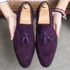 Кисточки Лоферы Мода Новые Мужские Остроносые Фиолетовые Синие Платье Повседневная Обувь Мужская Свадебное Платье Выпускной Бал Обувь Zapatos Hombre