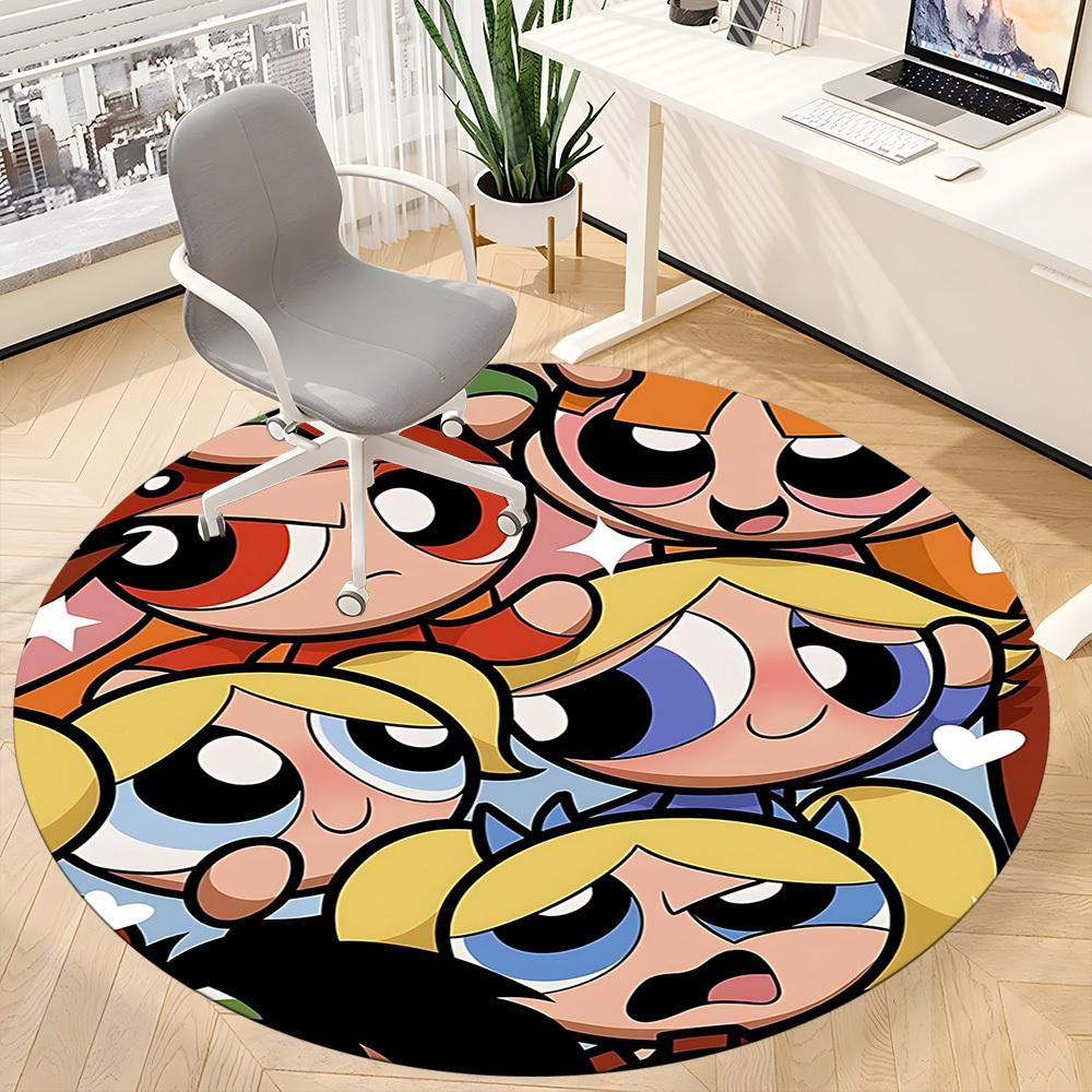 1pc Powerpuff Girls Office Round Area Rug, Under Office Chairs Bedroom Living Room Home Decor, Room Decoa1022134