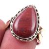 Natural Red Jasper Gemstone 925 Sterling Silver Jewelry Two Tone Ring S.7.5 o8Q26