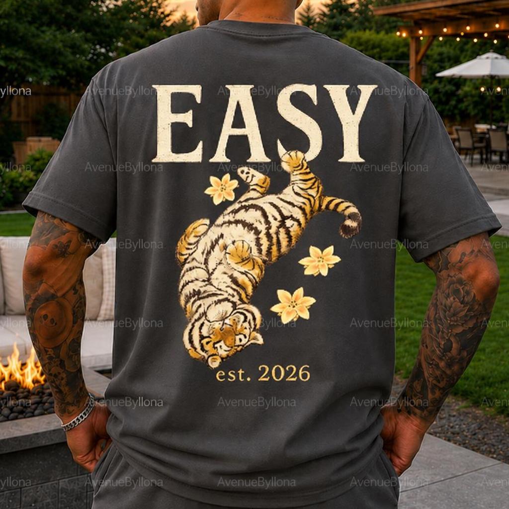 Easy Tiger Comfort Colors T-Shirt, Vintage Distressed Tiger Shirt, Tiger Tee, Tiger day shirt, Tiger Dad Shirt, Tiger Graphic Tee