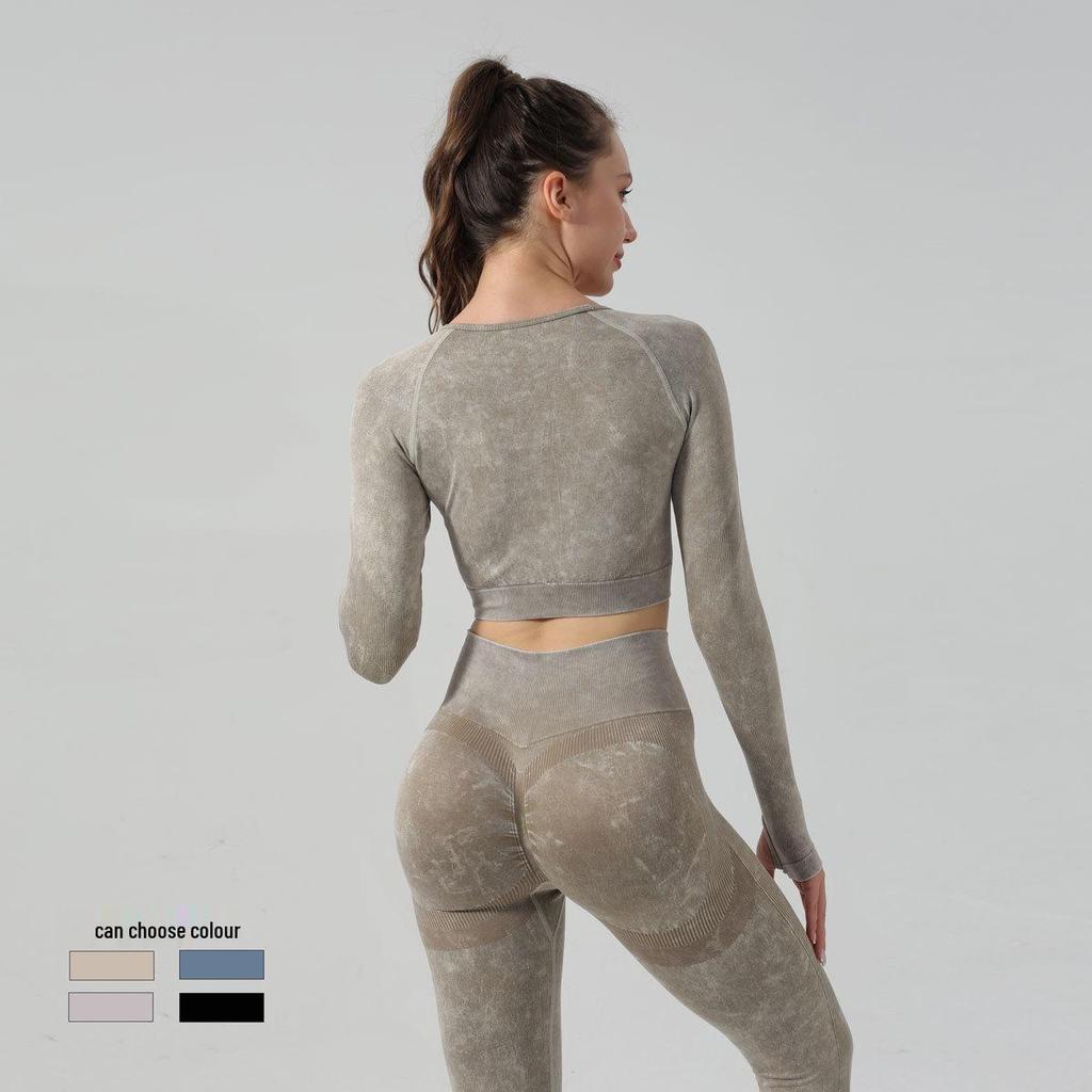 Women's High-Waist Yoga Set: Hip-Lifting Pants & Long-Sleeve Top