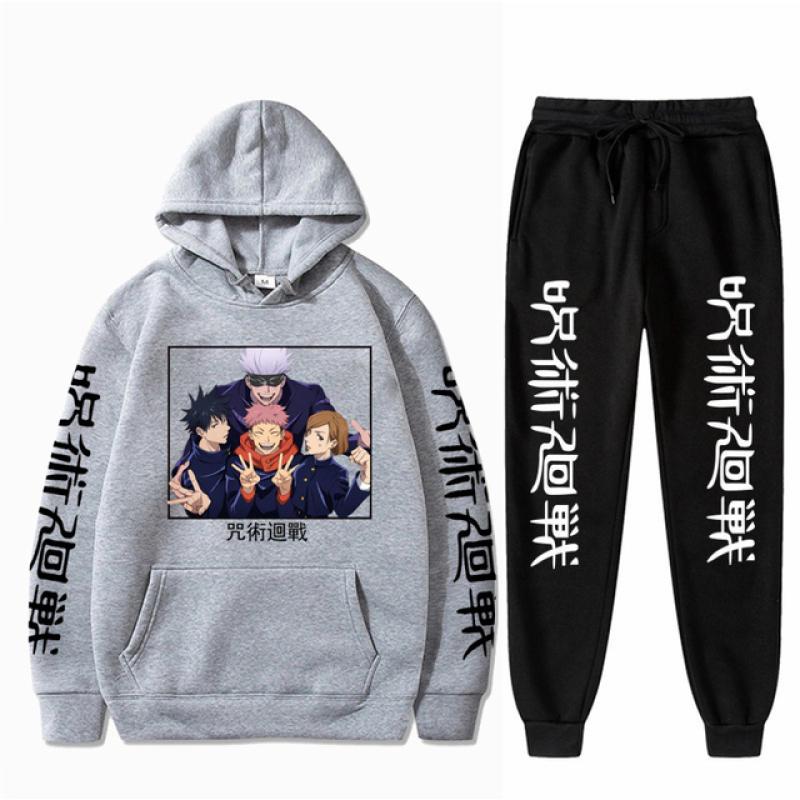Мужской комплект аниме дзюдзюцу кайсен Годзё Сатору брюки с капюшоном повседневные 2 шт. мужские и женские комплекты унисекс с длинными рукавами модные толстовки с капюшоном