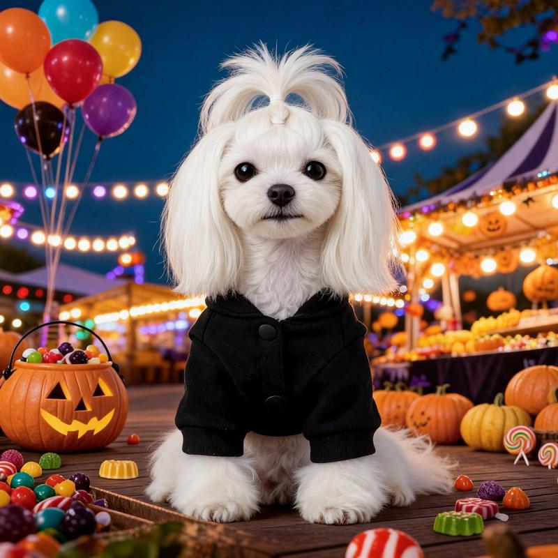 Halloween Pet Hoodie With Pumpkin Design Leash Ring Dogs Cats Winter Casual Costume