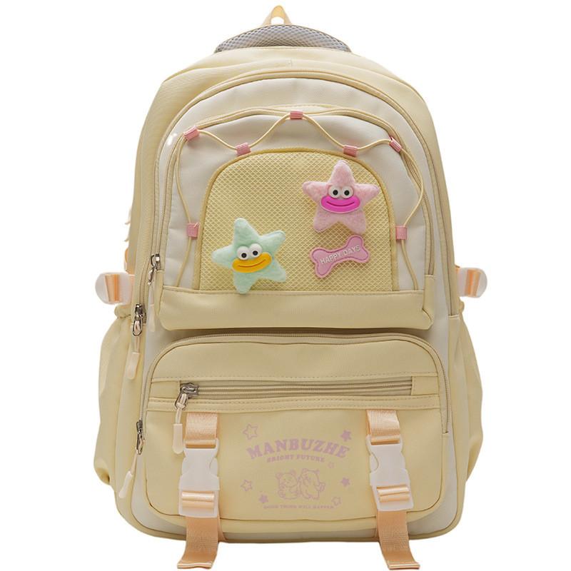 Bag Shoulder Large Capacity Solid Color Backpack Unisex School Student Travel