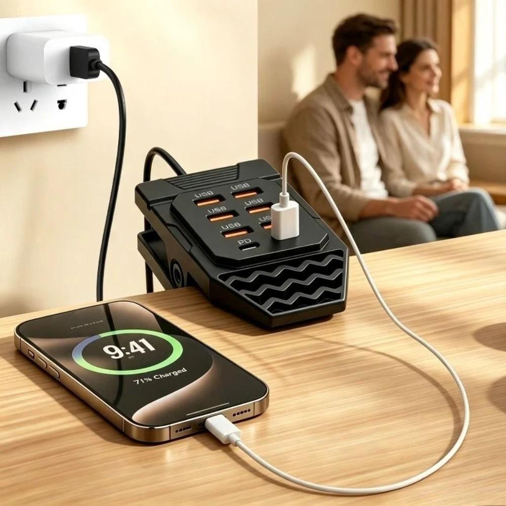 Data Channel USB Splitter Clamp-Mounted Desktop USB Charger Charging Station Desktop
