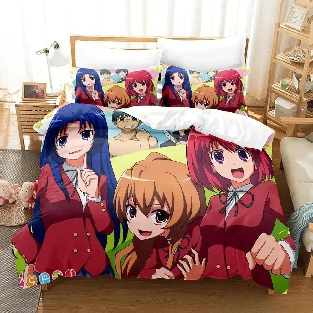 Одеяло Новый Набор Постельного Белья Toradora Мультяшное Аниме Трех peças Набор Взрослый Ребенок Спальня S 3D Кавайи Девочки Постельное Белье Двуспальное