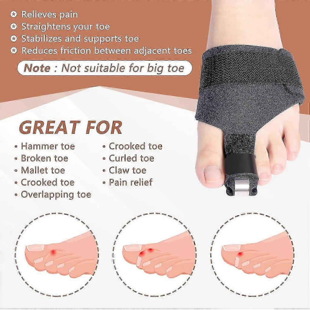 Toe Splint, Toe Straightener Hammer Toe Corrector, Toe Brace Support For Bent Toe, Broken Toe, Crooked Toe, Curled Toe, Claw Toe, Mallet Toe,overlapp