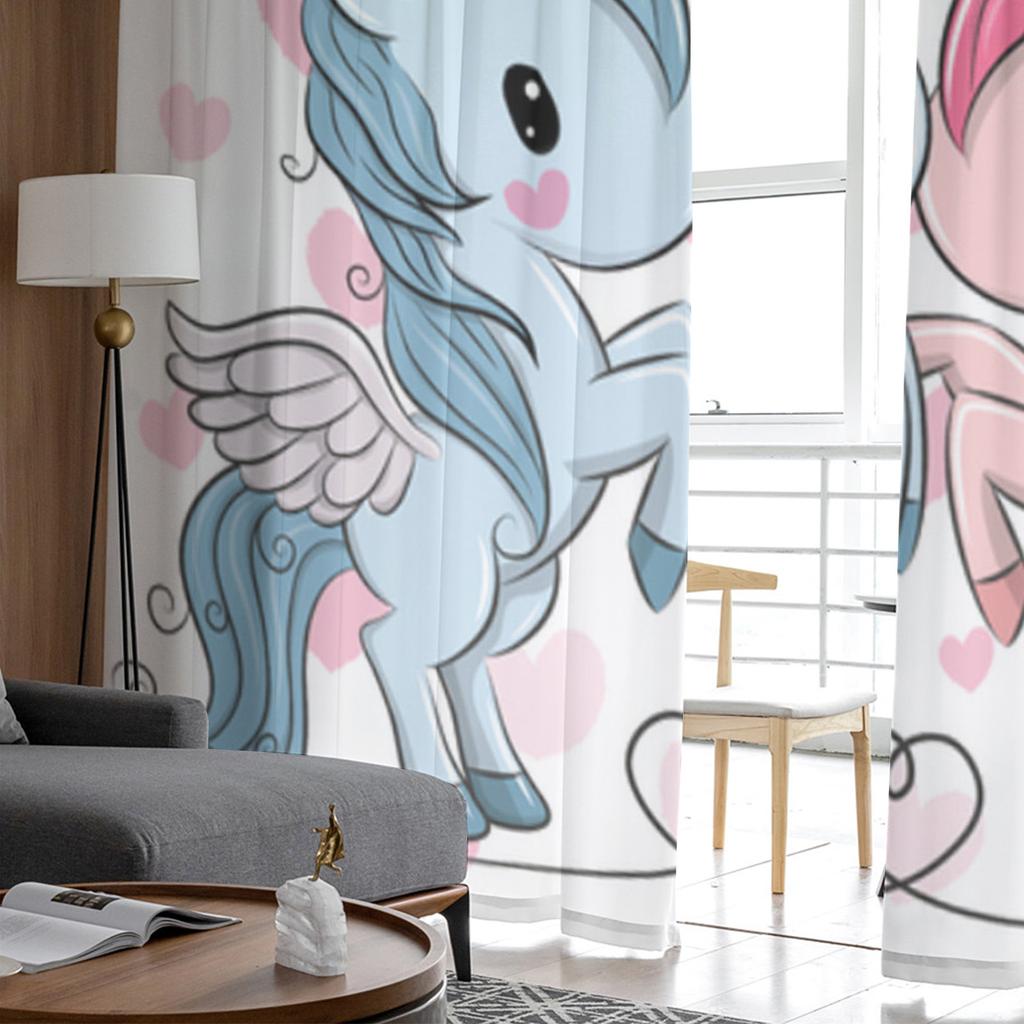 Животные Мультфильм Единорог Прозрачные Шторы Для Гостиной Спальни Тюль Шторы Кухонные Оконные Обработки Панельные Шторы