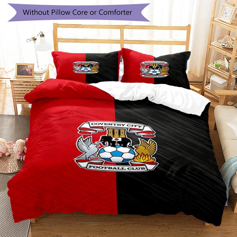 Coventry City F.C Printed Pattern Duvet Cover Set – includes 1 duvet cover and 2 matching pillowcases Bedroom decor Christmas gifts