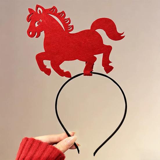 1/3Pcs 2026 New Year Headband Red Horse Headband Festive Spring Festival Party Hairband Holiday Selfie Prop