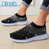 Fashionable Women's Lightweight Breathable Mesh Elastic Casual Shoes Striped Rainbow Rhinestone Shoes