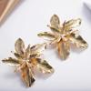Vintage Metal Gold Color Flower Big Earrings for Women Fashion Floral Statement Earrings Jewelry Gift
