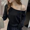 A Line Shoulder Long Sleeve Senior Sense Oblique Shoulder Clothes for Women In Early Autumn New Style with A Fashionable Loose Bottom Shirt