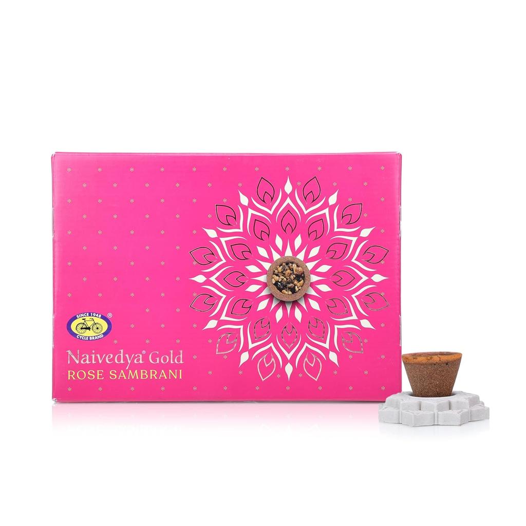 Cycle Pure Naivedya Gold Rose Sambrani Dhoop Cups 18 шт. с подставкой без угля для Пуджи