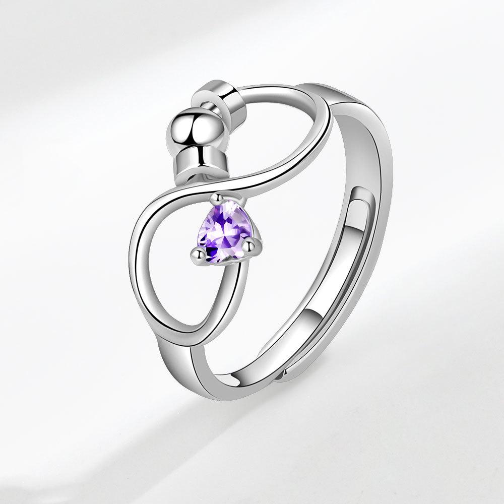 Minimalist Rotating Birthstone Zircon Ring For Women Stress Relief Anti Anxiety Personality Jewelry Gift