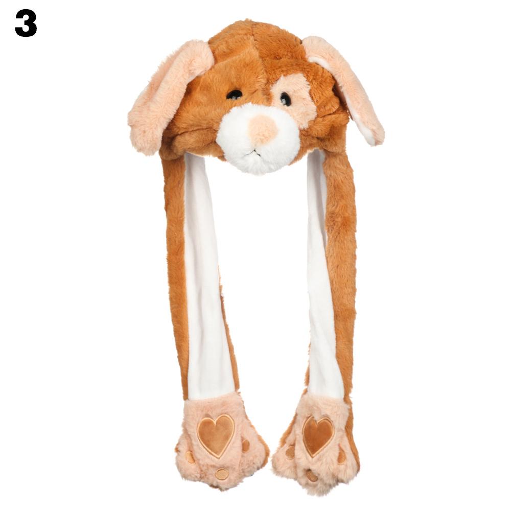 Winter Soft Warm Animals Ear Hat Rabbit Pinch Airbag Plush Funny Cap