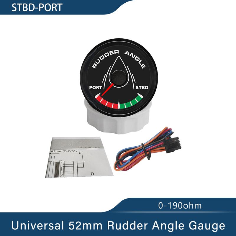 Newest Boat 52mm Rudder Angle Gauge Meter Signal 0-190ohm with 8 Colors Backlight for Ship Yacht Vessel 9-32V
