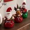 Small Gift Organizers Sequins Christmas Santa Claus/Snowman/Elk Ornaments with Candies Storage Pocket, Showcase Displays Red or Green Festive Figures