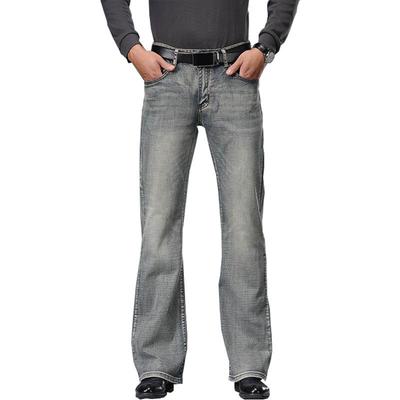 Мужские серые расклешенные джинсы Boot Cut Leg Flared Loose Fit Mid Rise Classic Denim Jeans Размер 28-38