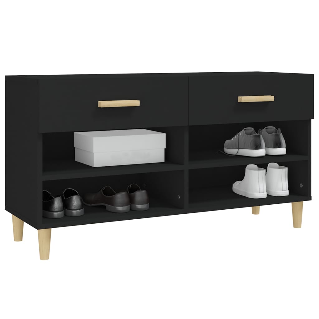 Shoe Cabinet Black 102 x 35 x 55 cm Particleboard