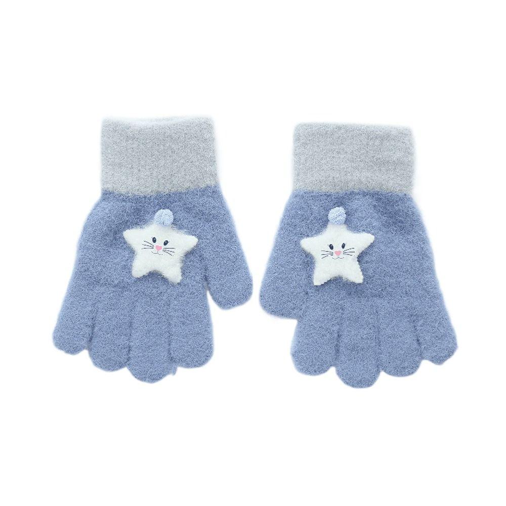 Plush Half Finger Cat Five Fingers Korean Mittens Star Kids Outdoor Gloves Children Winter Gloves