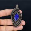Подвеска из лазурита, ювелирное изделие из драгоценного камня ручной работы, подвеска, обернутая медной проволокой 999 пробы, ювелирная подвеска уникального дизайна
