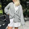 Simple Holiday Button Solid Color Long-sleeved Sweater Woolen Women's Clothing  Autumn Winter