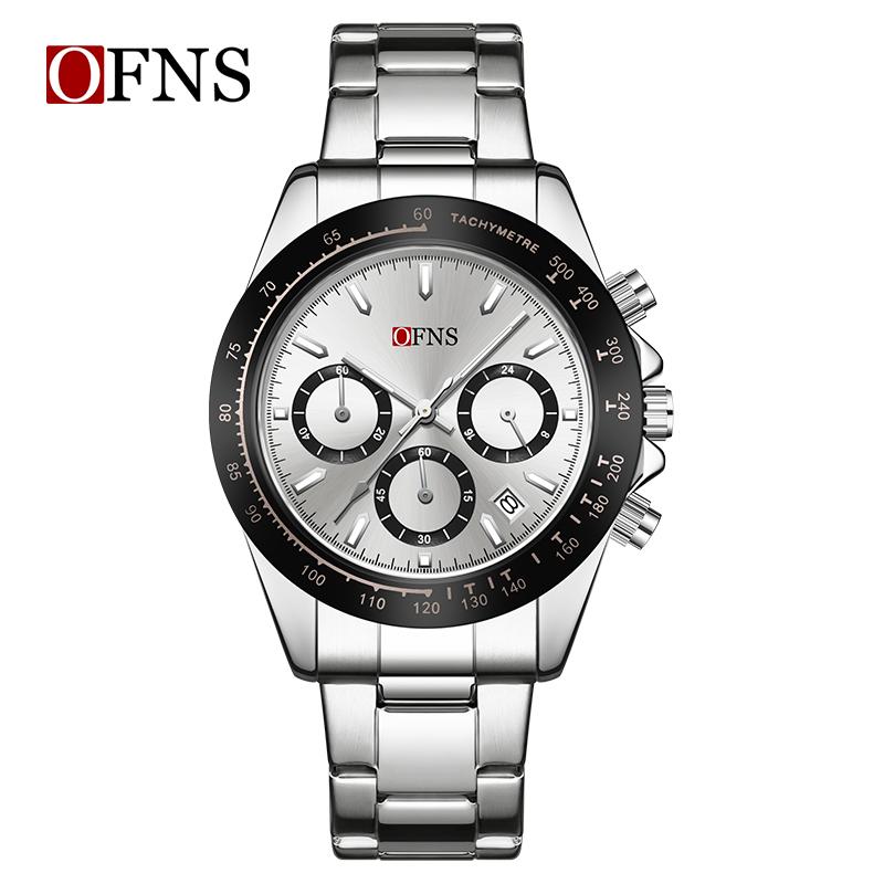 Роскошные мужские кварцевые часы, многофункциональные, три очка, шесть стрелок, хронограф, водонепроницаемые, ночник, мужские кварцевые часы