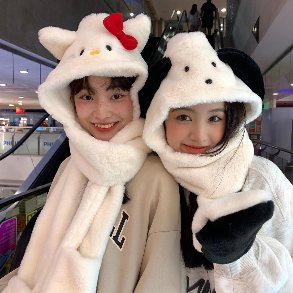 Discover Our Adorable Cat Plush Hat! Perfect for Autumn and Winter, This Versatile Ear-warmth Accessory Doubles As a Scarf.
