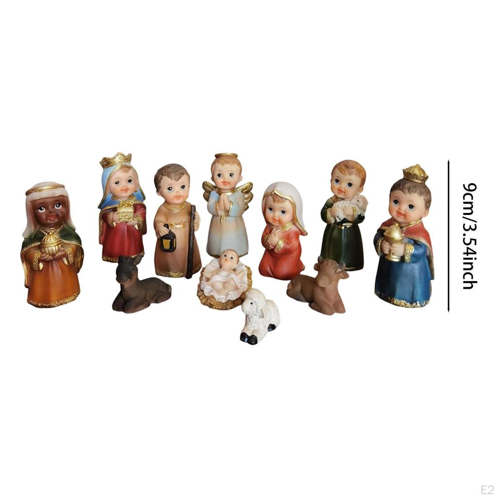 11Pcs Nativity Scene Manger Figurines Set Figures Resin 9cm Collectibles for Countertop