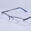 Men Blue Light Blocking Reading Glasses Metal Half Frame Prescription Eyeglasses With Spring Hinge Computer Reader +125+175