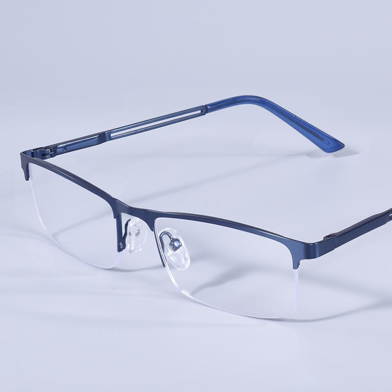 Men Blue Light Blocking Reading Glasses Metal Half Frame Prescription Eyeglasses With Spring Hinge Computer Reader +125+175